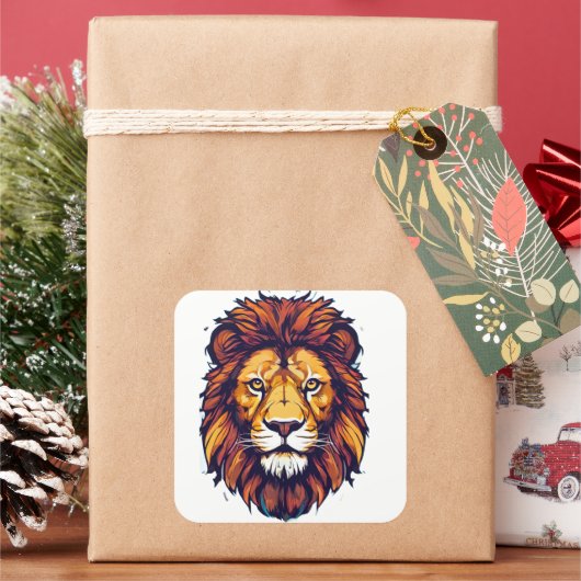 ライオンのシール スクエアシール (クリスマス)