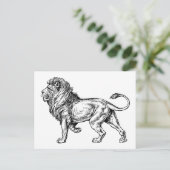 ライオンのスケッチ(強大) ポストカード (スタンド正面)