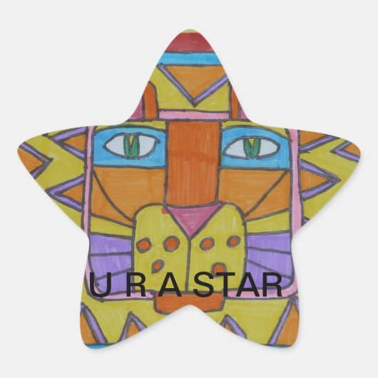 ライオンのステッカー 星シール (正面)