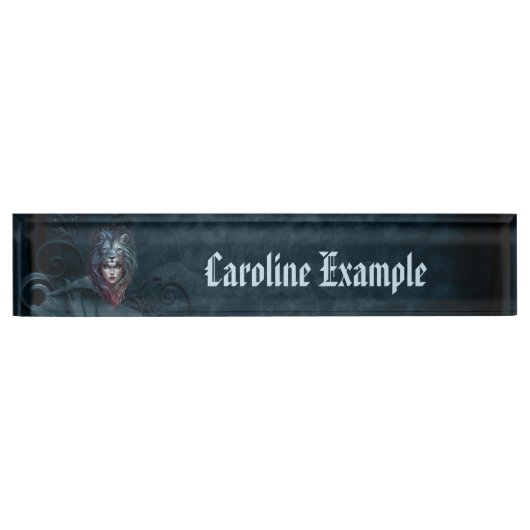 ライオンのハートと強フェミニン力 デスクネームプレート (正面)