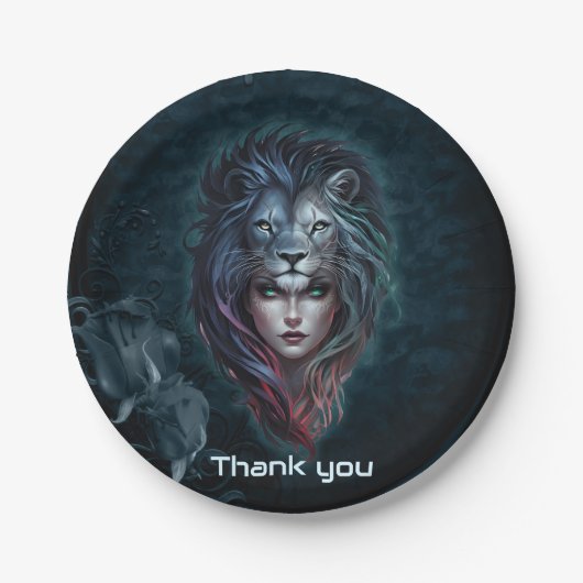 ライオンのハートと強フェミニン力 ペーパープレート (正面)
