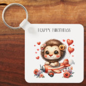 ライオンのパイロット 誕生日 キーホルダー (正面)