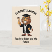 ライオンのパーソナライズされた卒業 カード (黄色い花)