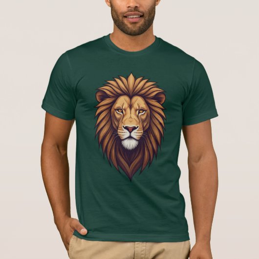 ライオンのピクセル：エッジジオメトリデザイン Tシャツ (正面)