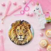 ライオンのヘッドデジタル絵画 ペーパープレート (パーティー)