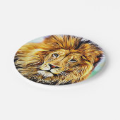 ライオンのヘッドデジタル絵画 ペーパープレート (アングル)