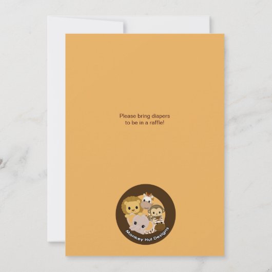 ライオンのベビーシャワーの招待状の秋のジャングルサファリ 招待状 (裏面)