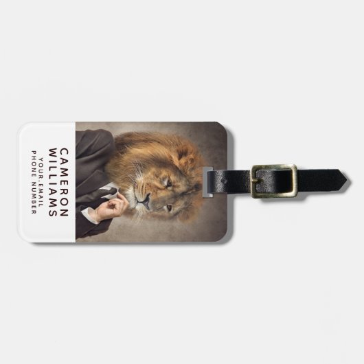 ライオンのポートレートは|あなたの名前を加えます ラゲッジタグ (正面横)