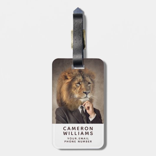 ライオンのポートレートは|あなたの名前を加えます ラゲッジタグ (裏面縦)