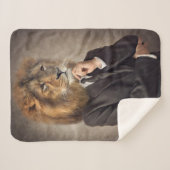 ライオンのポートレート シェルパブランケット (正面(横))