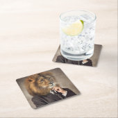 ライオンのポートレート スクエアペーパーコースター (インサイチュ)