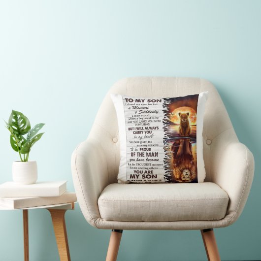 ライオンのママ私の息子に目を閉じた クッション (椅子)