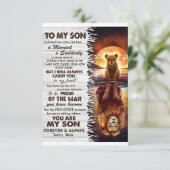 ライオンのママ私の息子に目を閉じた サンキューカード (スタンド正面)