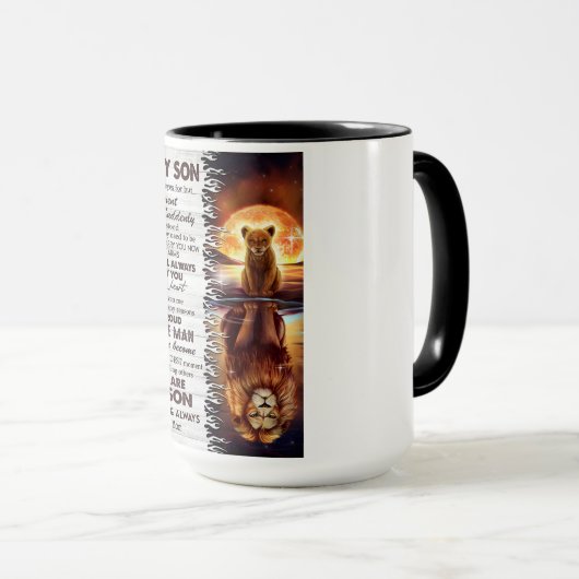 ライオンのママ私の息子に目を閉じた マグカップ (正面右)