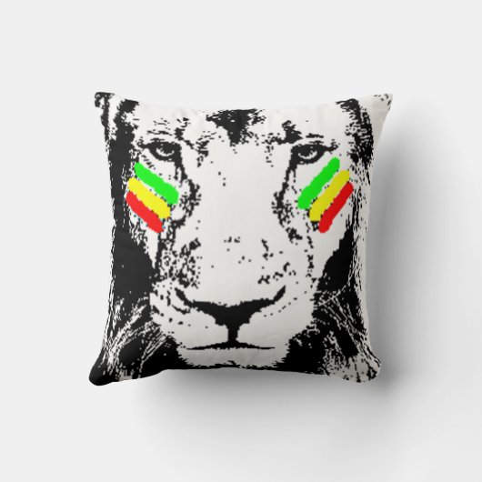 ライオンのラスタの目の黒の装飾用クッションの征服 クッション (裏面)