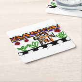 ライオンのリアアート スクエアペーパーコースター (アングル)