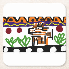 ライオンのリアアート スクエアペーパーコースター