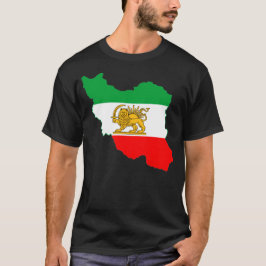 ライオンのロゴが入ったイラン国旗の地図 Tシャツ