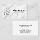 ライオンのロゴ |白大理石 名刺 (正面/裏面)
