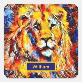 ライオンのヴィンテージアートの長 スクエアシール