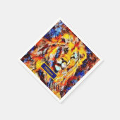 ライオンのヴィンテージアートの長 スタンダードカクテルナプキン (角)