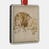 ライオンの休息(紙でペンとインク) メタルオーナメント (右)