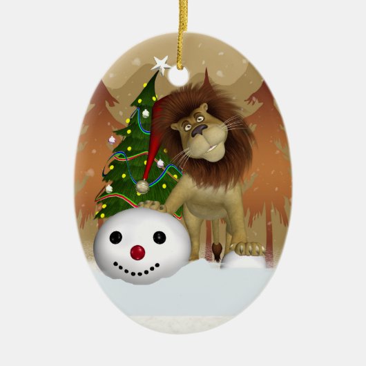 ライオンの休日のオーナメント-クリスマスツリーのオーナメント セラミックオーナメント (正面)