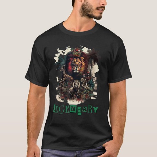 ライオンの伝説的な遺産 デジタルアート グラフィック Tシャツ (正面)