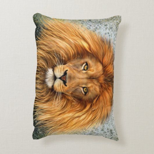 ライオンの写真のペンキの芸術のイメージ アクセントクッション (裏面(縦))