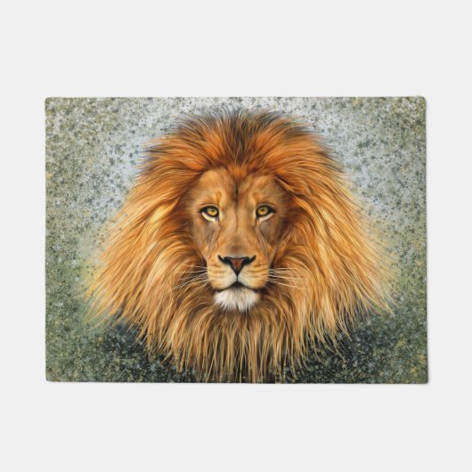 ライオンの写真のペンキの芸術のイメージ ドアマット (正面)