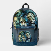 ライオンの力強い存在 プリントバックパック (正面)