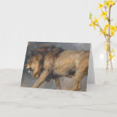 ライオンの勉強（エドウィン・ヘンリー・ランドセル作） カード (黄色い花)