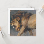 ライオンの勉強（エドウィン・ヘンリー・ランドセル作） カード (正面/裏面インサイチュ)