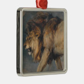 ライオンの勉強（エドウィン・ヘンリー・ランドセル作）セラミック メタルオーナメント (右)