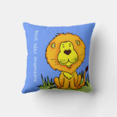 ライオンの名前および誕生の生まれたばかりので青い正方形の枕 クッション (裏面)
