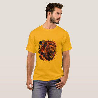 ライオンの吠えるデザインTシャツ - 強烈なパワーを表現 Tシャツ