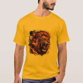 ライオンの吠えるデザインTシャツ - 強烈なパワーを表現 Tシャツ (正面)