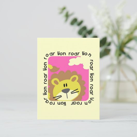 ライオンの吠えるTシャツと贈り物 ポストカード (スタンド正面)