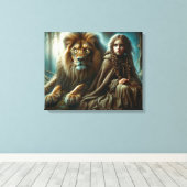 ライオンの女の子 キャンバスプリント (インサイチュ (ウッドフロア))