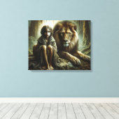 ライオンの女の子 キャンバスプリント (インサイチュ (ウッドフロア))