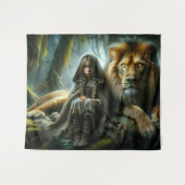 ライオンの女の子 タペストリー (正面(横))