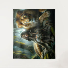 ライオンの女の子 タペストリー