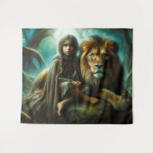 ライオンの女の子 タペストリー (正面(横))