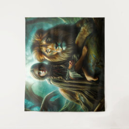 ライオンの女の子 タペストリー