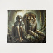 ライオンの女の子 タペストリー (正面(横))