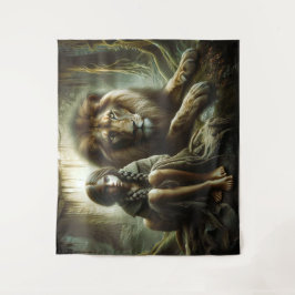 ライオンの女の子 タペストリー