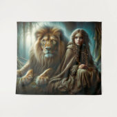 ライオンの女の子 タペストリー (正面(横))