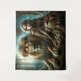 ライオンの女の子 タペストリー