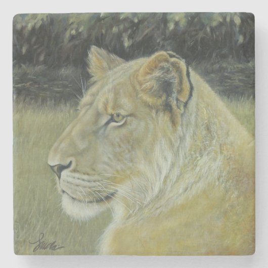 "ライオンの女王"の石のコースター ストーンコースター (正面)