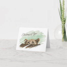 ライオンの子がログノートカードを覗き込む サンキューカード